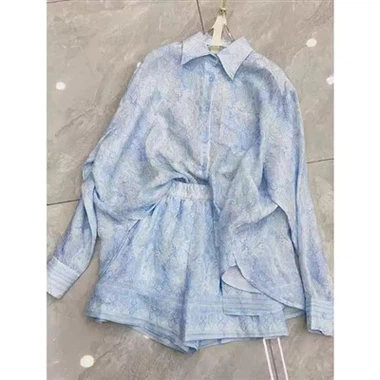 Deux pièces - ensemble de chemises imprimées bleues