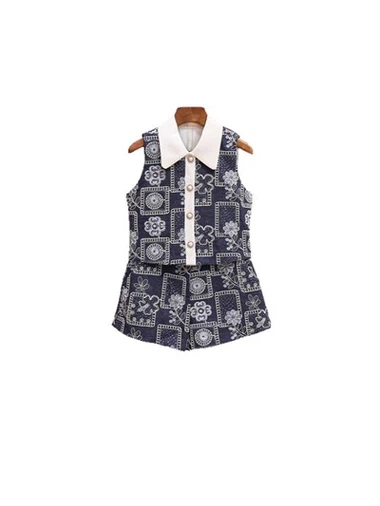 Gilet brodé vintage - shorts deux - set