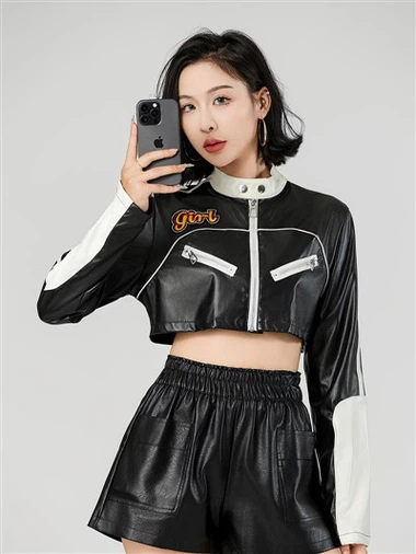 Veste en faux cuir récolté pour femmes